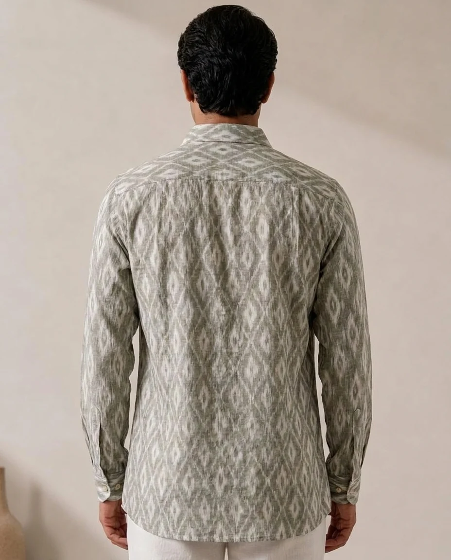 Mihi Shirt, Sage Green, back