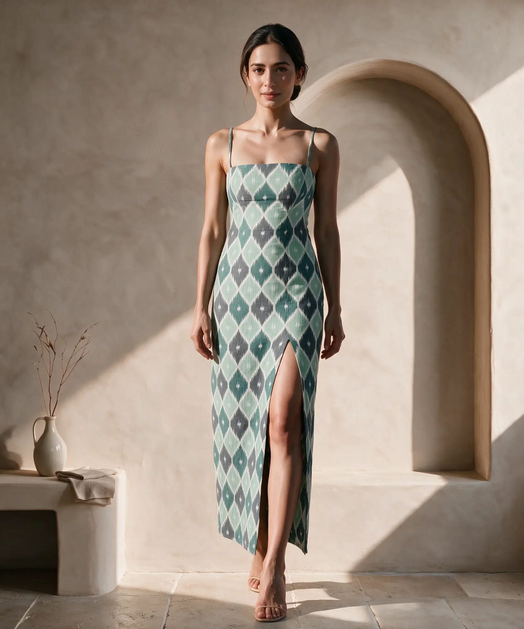 Ganthi Dress, Mint, full length, front