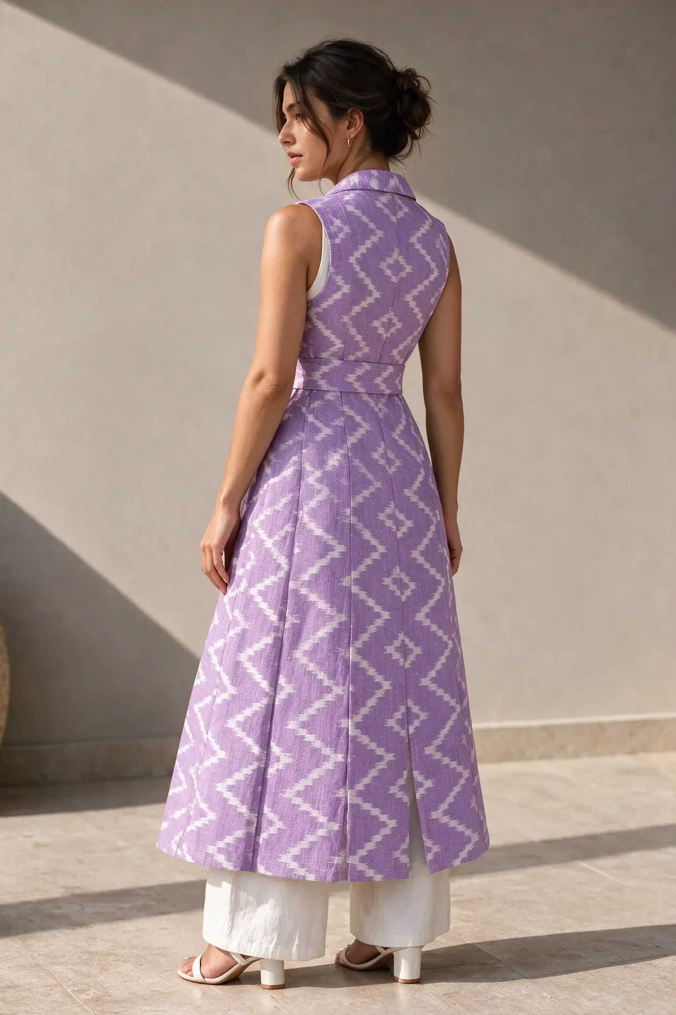 Lahari Waistcoat, Lilac, back three-quarter view